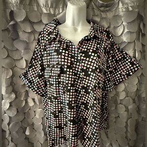 Ava & Grace Navy and Pink Patterned Blouse